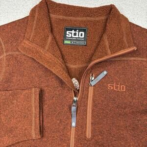 Stio Wilcox Fleece Jacket Men’s Medium Orange Red Full Zip Logo Outdoor
